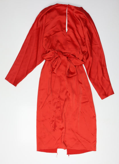 ASOS Design Red Wrap Midi Dress Size 10 - Party Ready!