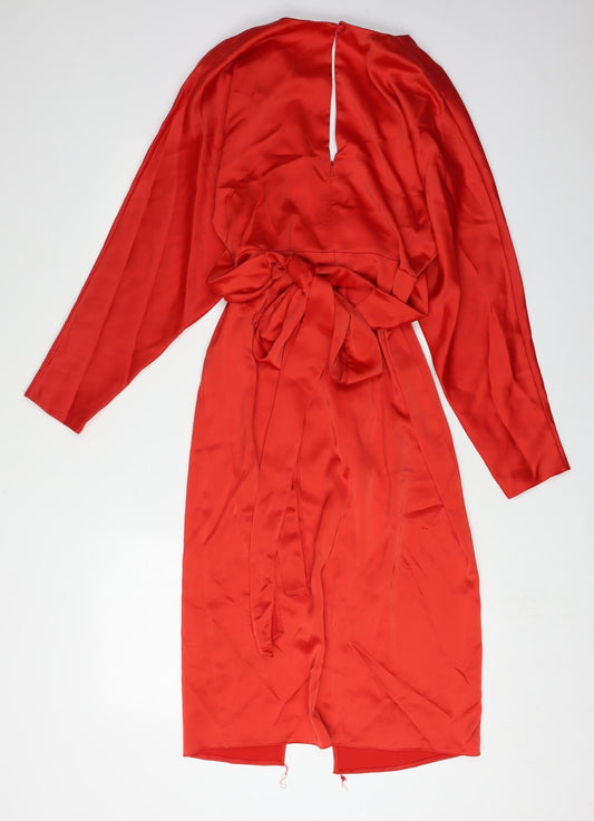 ASOS Design Red Wrap Midi Dress Size 10 - Party Ready!