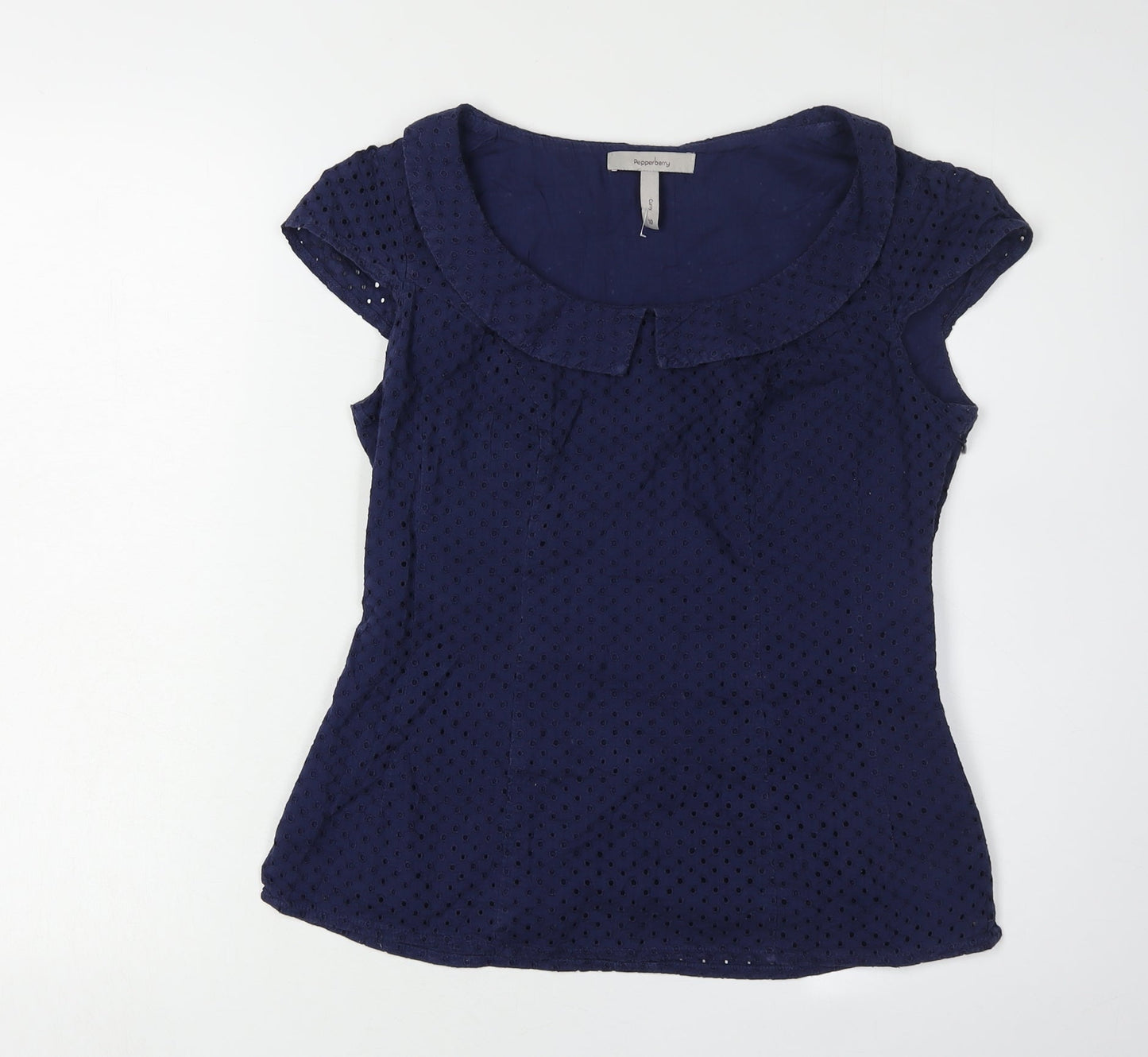 Womens UK Size 10 Pepperberry Blue Basic Blouse