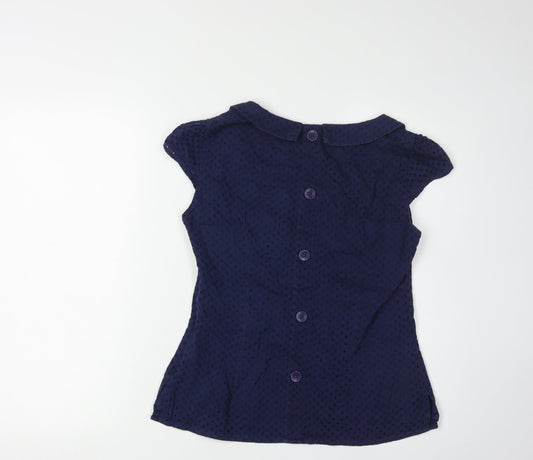 Womens UK Size 10 Pepperberry Blue Basic Blouse