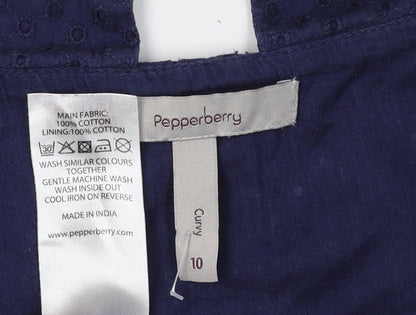 Womens UK Size 10 Pepperberry Blue Basic Blouse