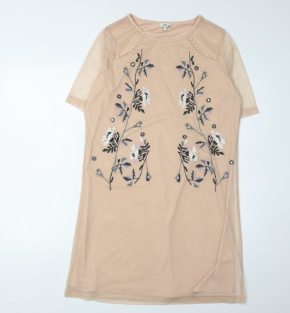 River Island Women's Beige Floral Shift Dress