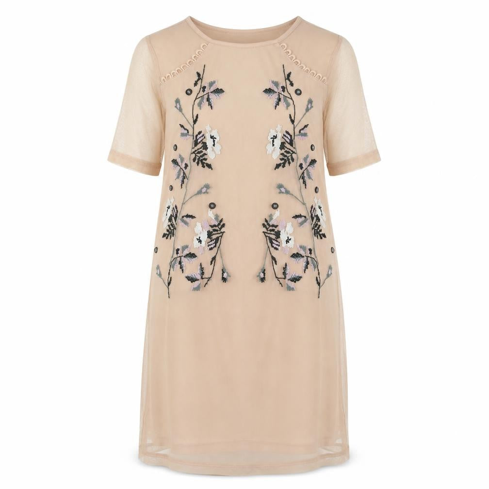 River Island Women's Beige Floral Shift Dress