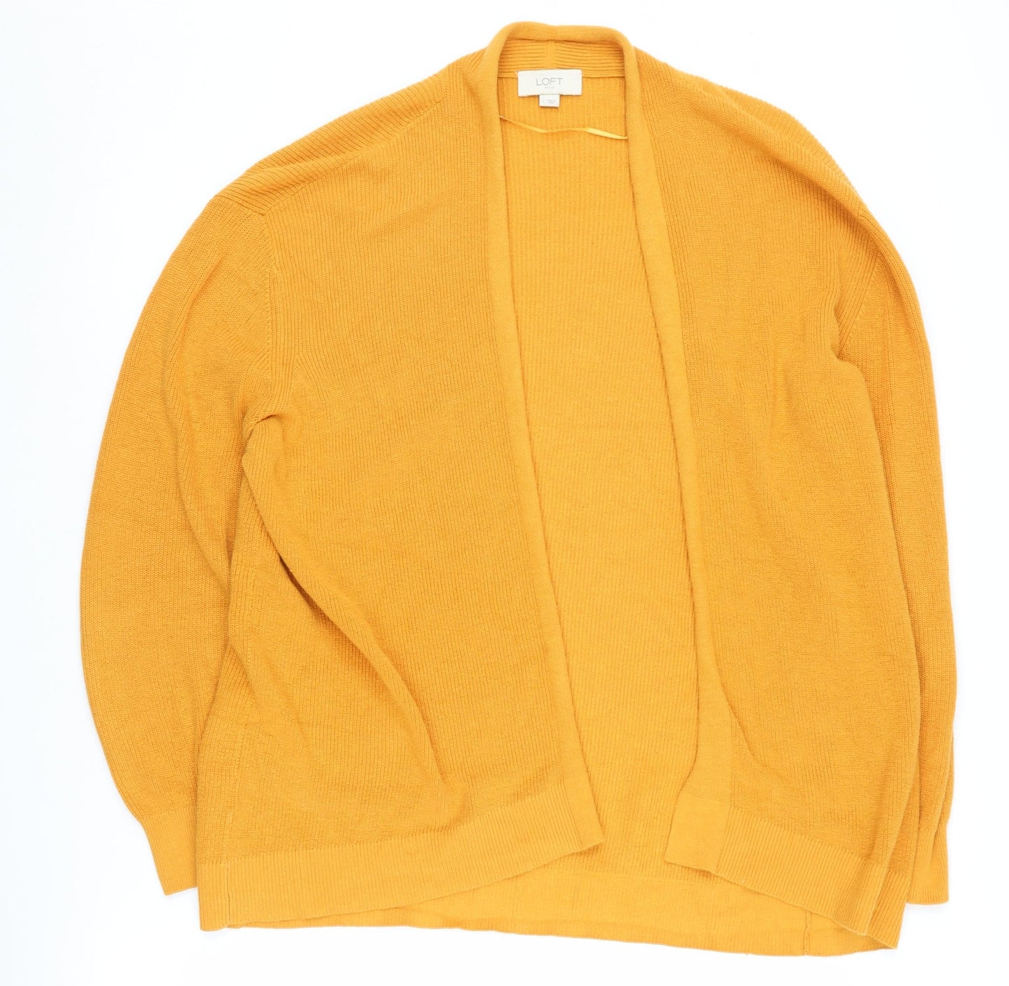 LOFT Women's Yellow Cardigan L Cotton Knit Jumper