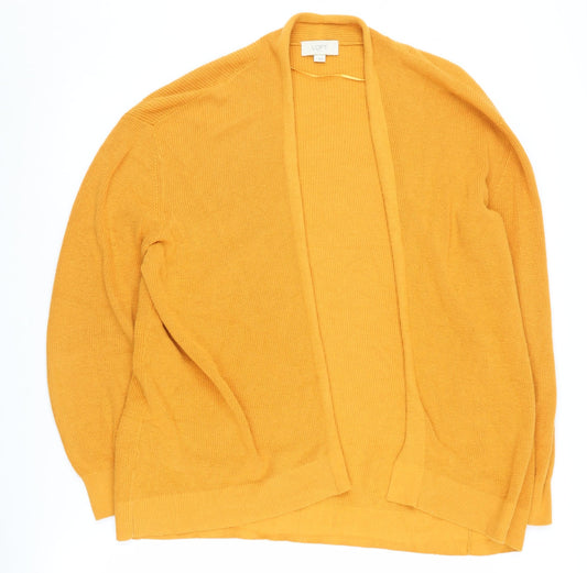 LOFT Women's Yellow Cardigan L Cotton Knit Jumper