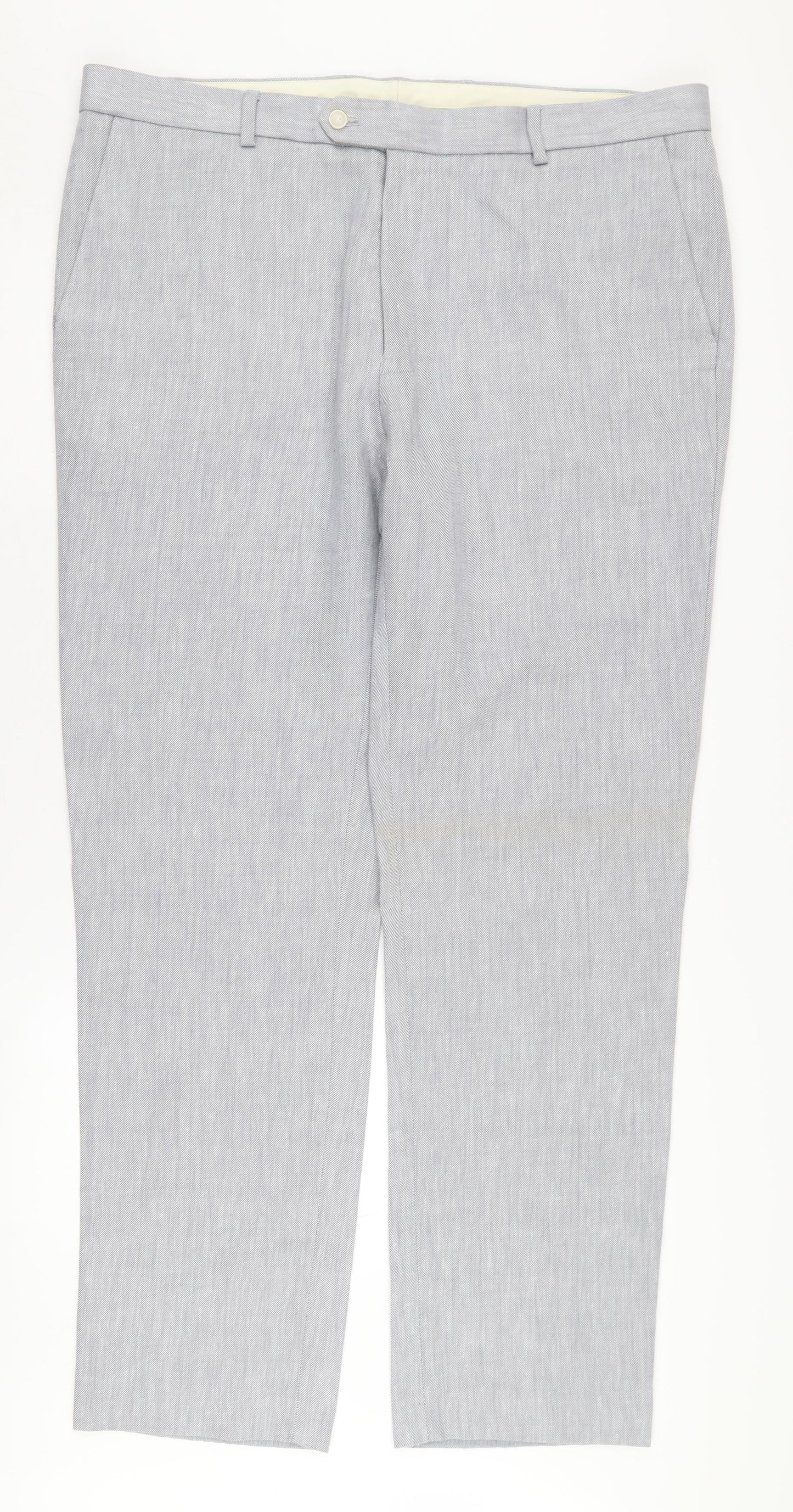 Marks and Spencer Men's Grey Linen Trousers L