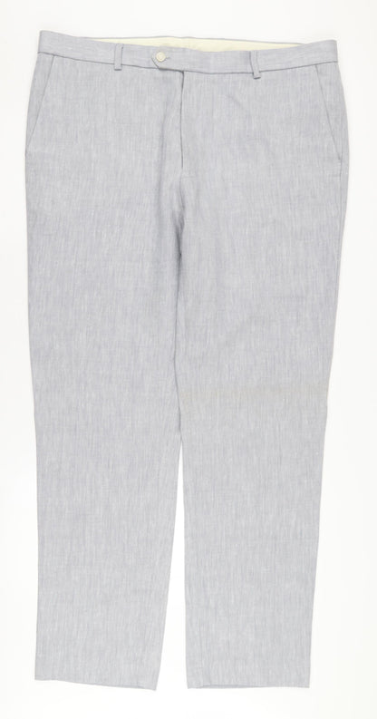 Marks and Spencer Men's Grey Linen Trousers L