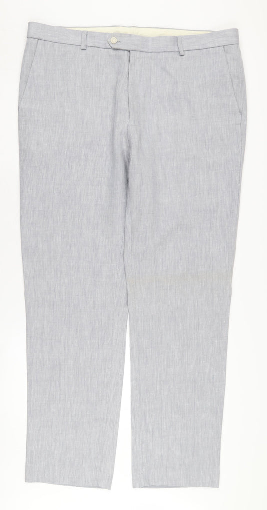 Marks and Spencer Men's Grey Linen Trousers L