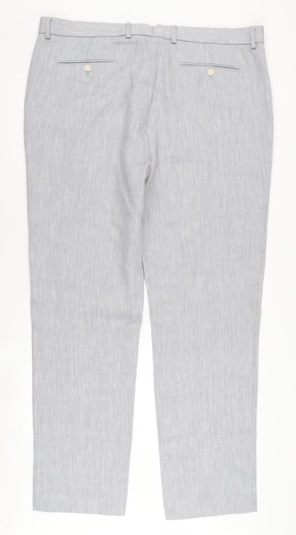 Marks and Spencer Men's Grey Linen Trousers L