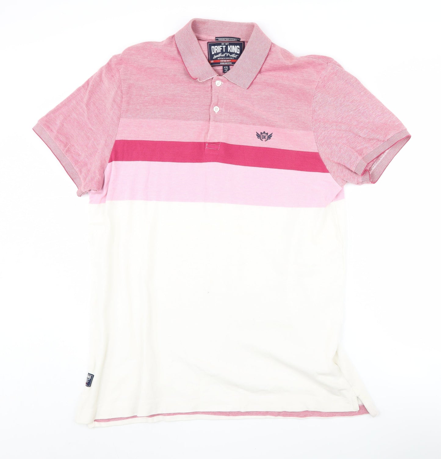 Drift King Men's Pink Colourblock Polo 2XL
