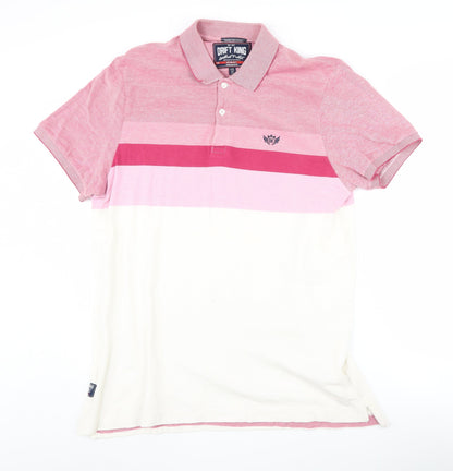 Drift King Men's Pink Colourblock Polo 2XL