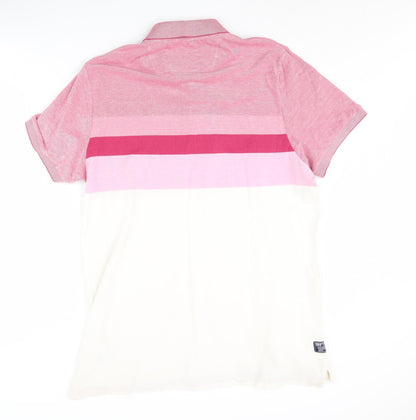 Drift King Men's Pink Colourblock Polo 2XL