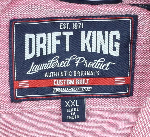 Drift King Men's Pink Colourblock Polo 2XL