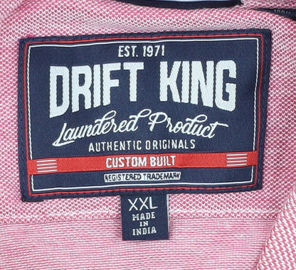 Drift King Men's Pink Colourblock Polo 2XL