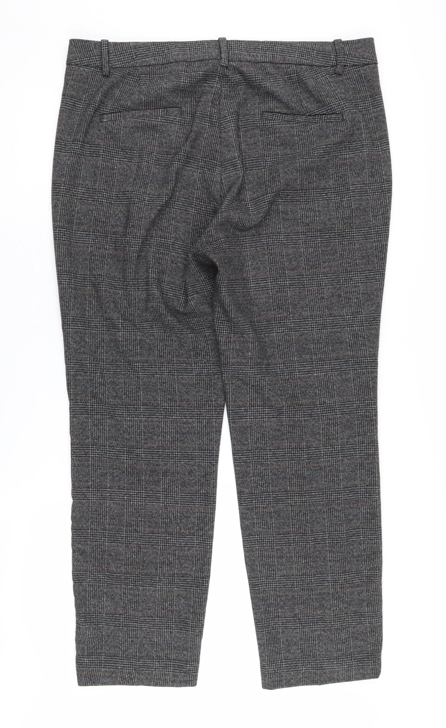 Womens UK Size XL Zara Regular Fit Cropped Grey Trousers