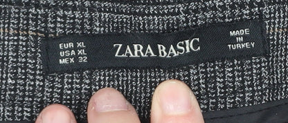 Womens UK Size XL Zara Regular Fit Cropped Grey Trousers
