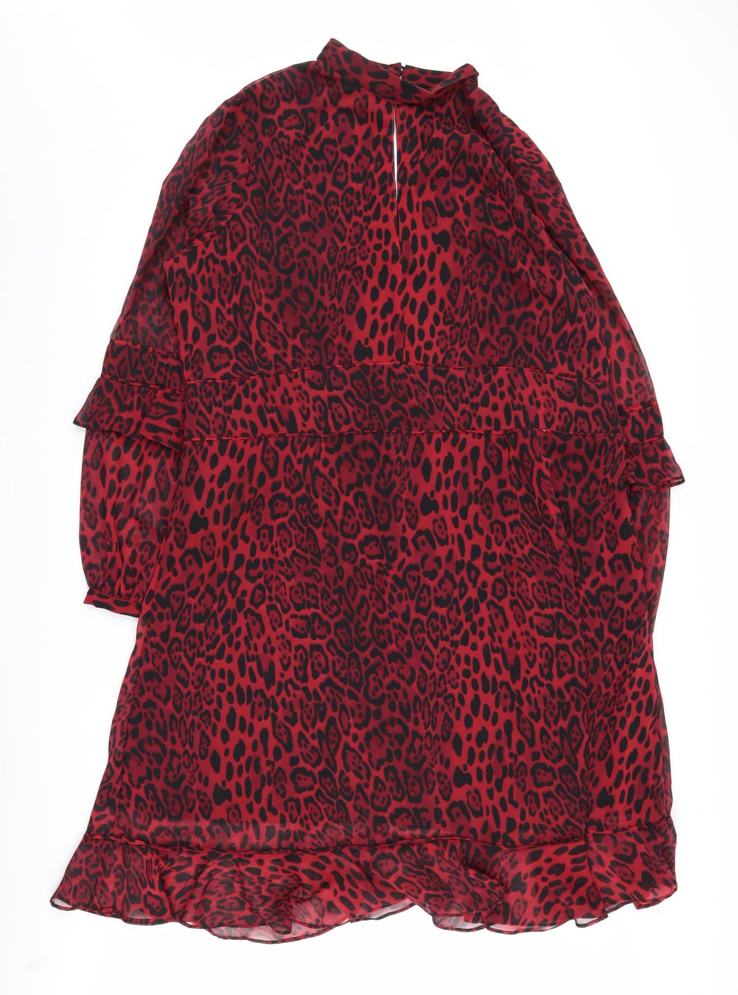 SOSANDAR Women's Red Animal Print Dress Size 20