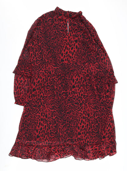 SOSANDAR Women's Red Animal Print Dress Size 20
