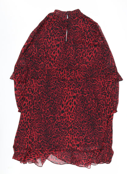 SOSANDAR Women's Red Animal Print Dress Size 20