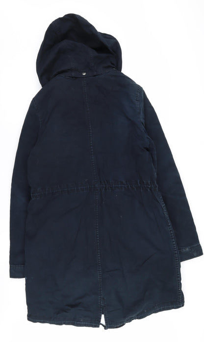 Womens UK Size 10 H&M Blue Parka Coat