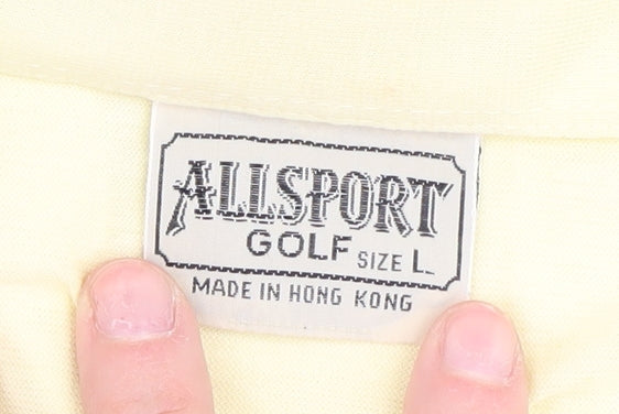 Allsport Men's Yellow Golf Polo, Size L, Cotton Blend