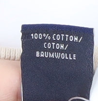 GAP Men's Beige Striped Polo Shirt Medium