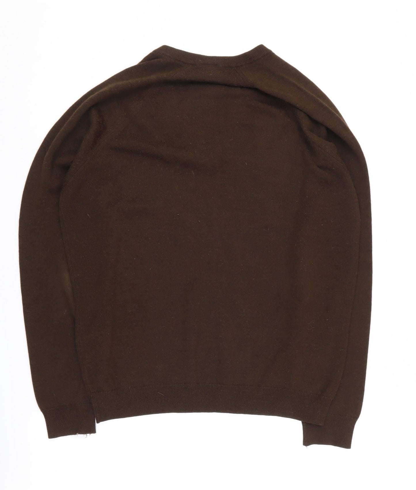 St Michael Men's Brown V-Neck Acrylic Pullover Jumper L