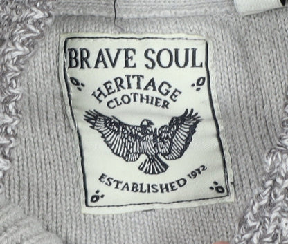 Brave Soul Men's Grey Henley Jumper Size L