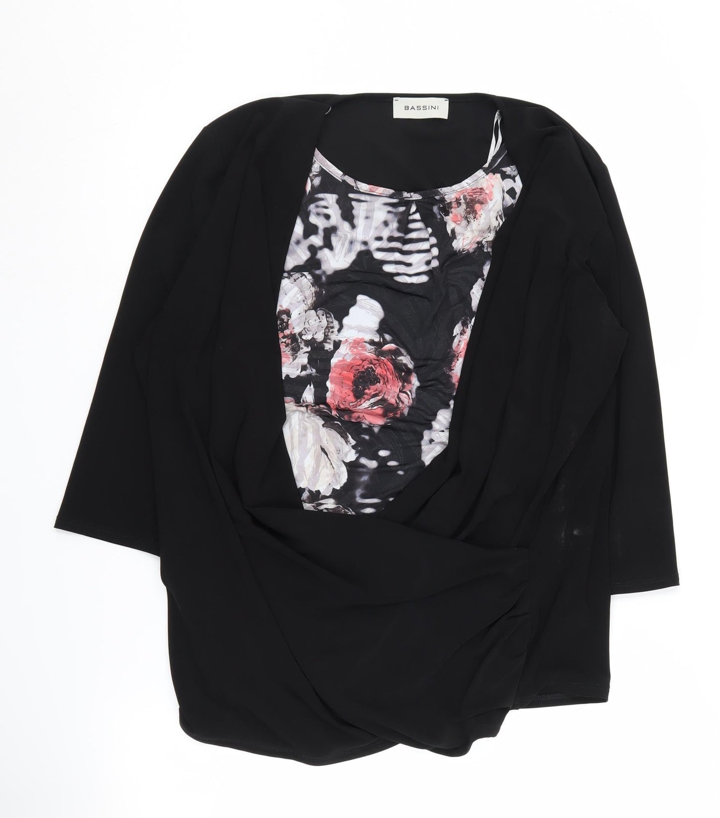 Womens UK Size XL BASSINI Black Basic Blouse