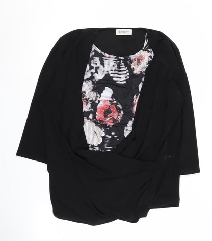 Womens UK Size XL BASSINI Black Basic Blouse