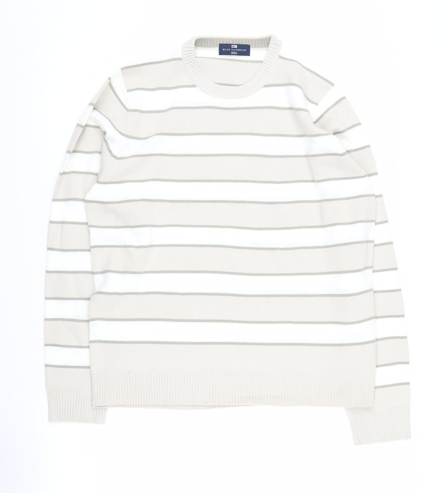 Marks and Spencer Men's Beige Striped Pullover Jumper M