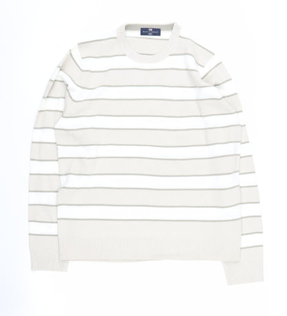 Marks and Spencer Men's Beige Striped Pullover Jumper M