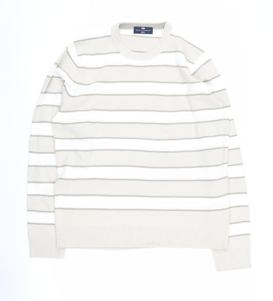 Marks and Spencer Men's Beige Striped Pullover Jumper M