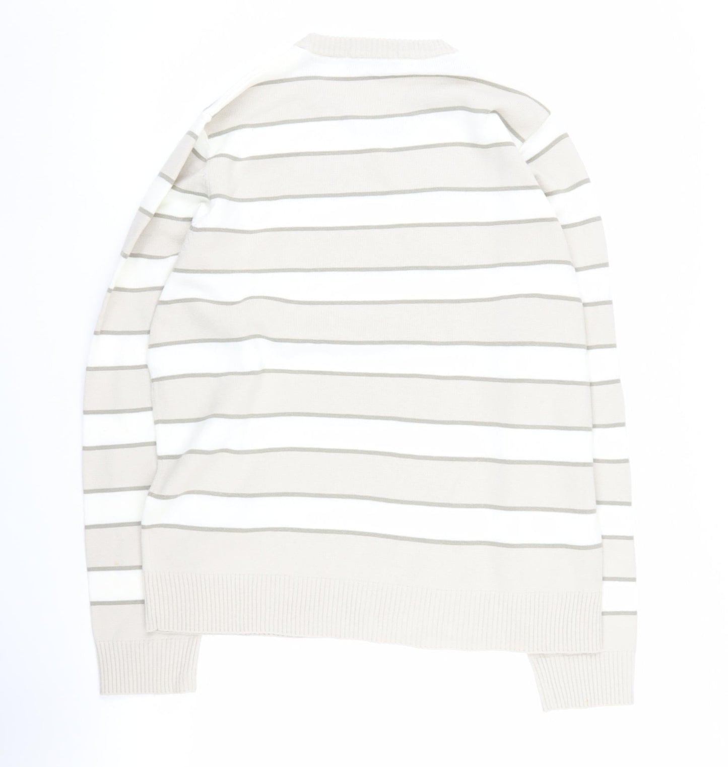 Marks and Spencer Men's Beige Striped Pullover Jumper M