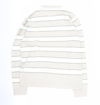 Marks and Spencer Men's Beige Striped Pullover Jumper M
