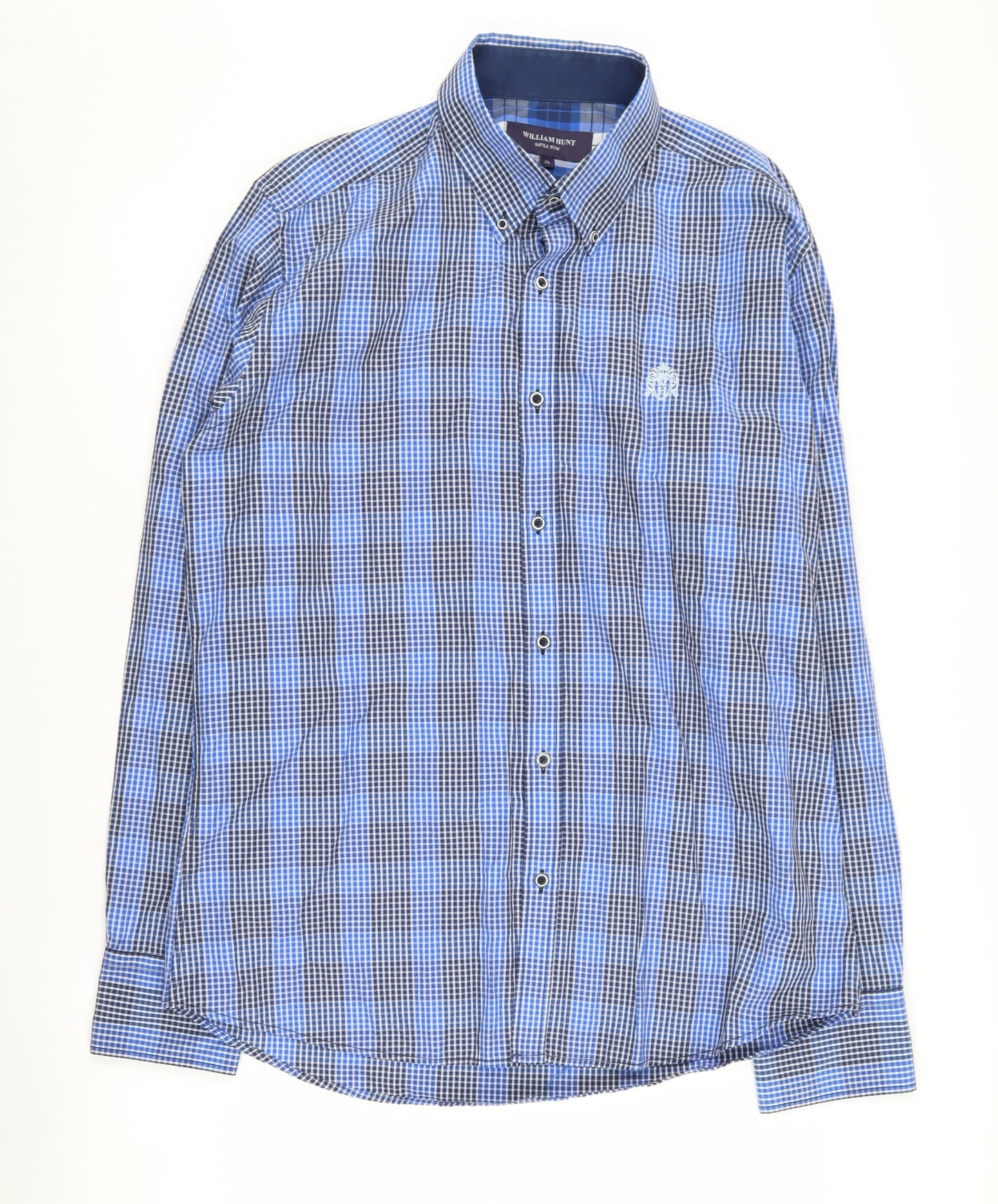 William Hunt Men's Blue Check XL Long Sleeve Shirt