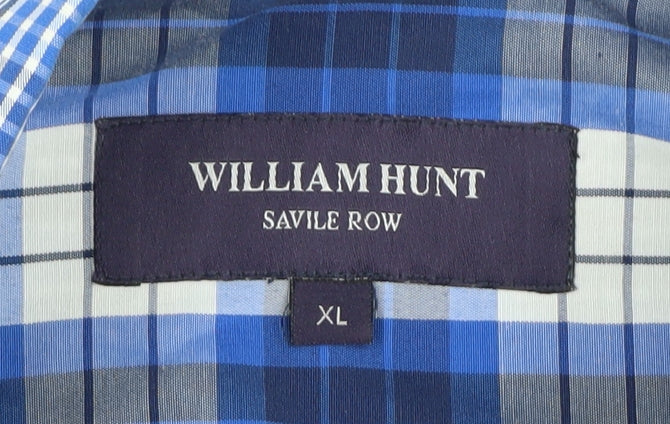 William Hunt Men's Blue Check XL Long Sleeve Shirt
