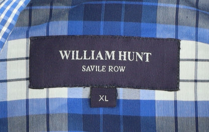 William Hunt Men's Blue Check XL Long Sleeve Shirt