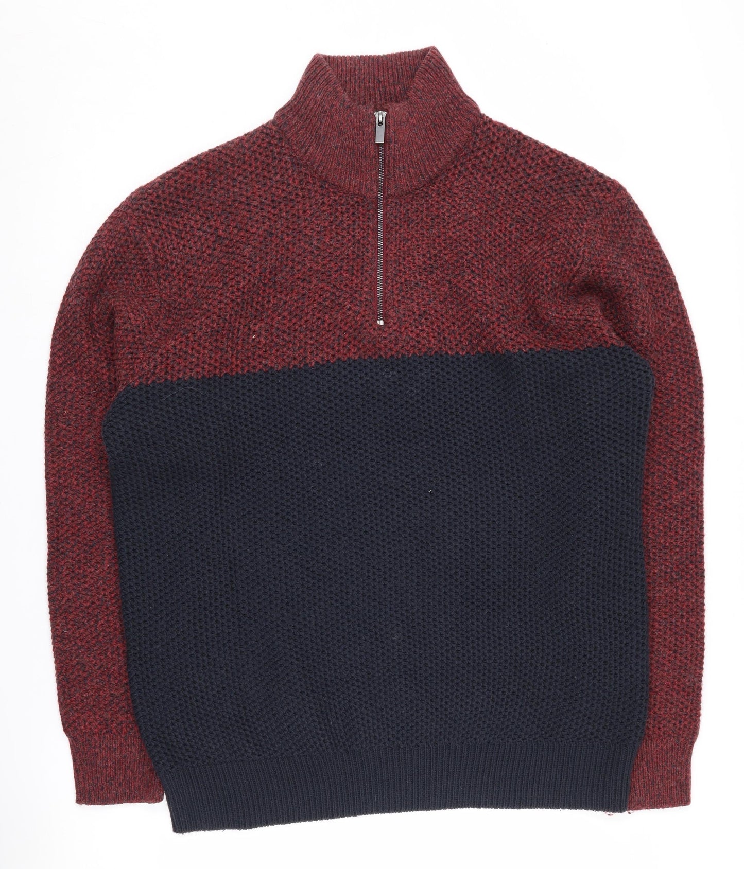 Next Men's Red XL Full Zip Jumper High Neck