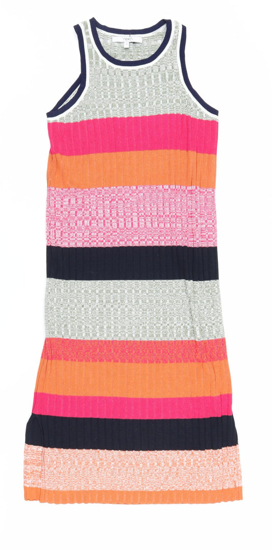 Next Women's Multicoloured Striped Tank Dress Size 10