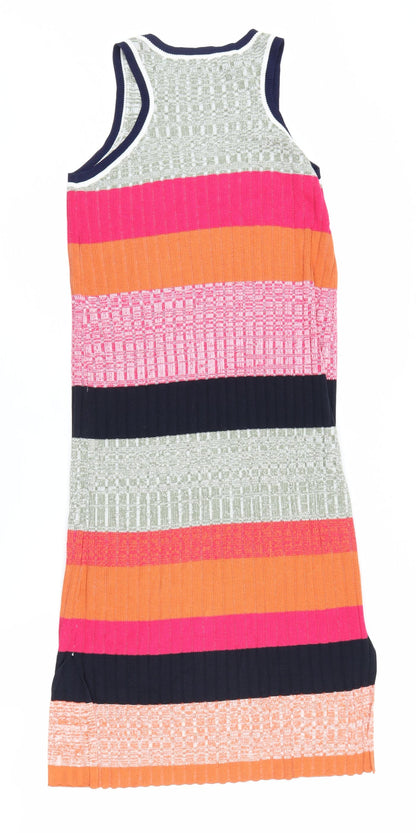 Next Women's Multicoloured Striped Tank Dress Size 10