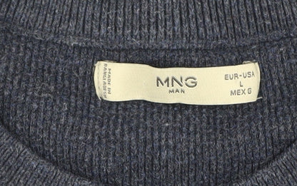 MNG Men's Blue Crew Neck Pullover Jumper L