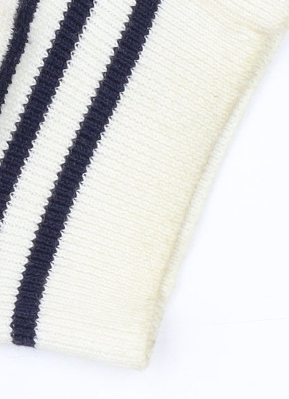 Blue Harbour Men's Ivory Striped Cotton Cashmere Jumper L