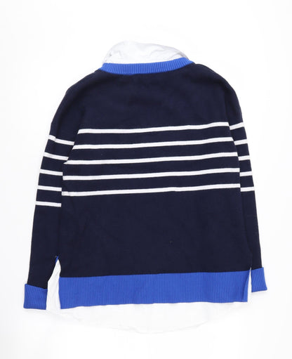 Next Women's Blue Striped Pullover Jumper M