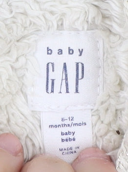 GAP Unisex Baby White Hooded Knit Coat 6-12 Months