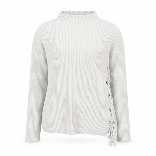 Front view of Oui Women's Ivory Mock Neck jumper, size 12