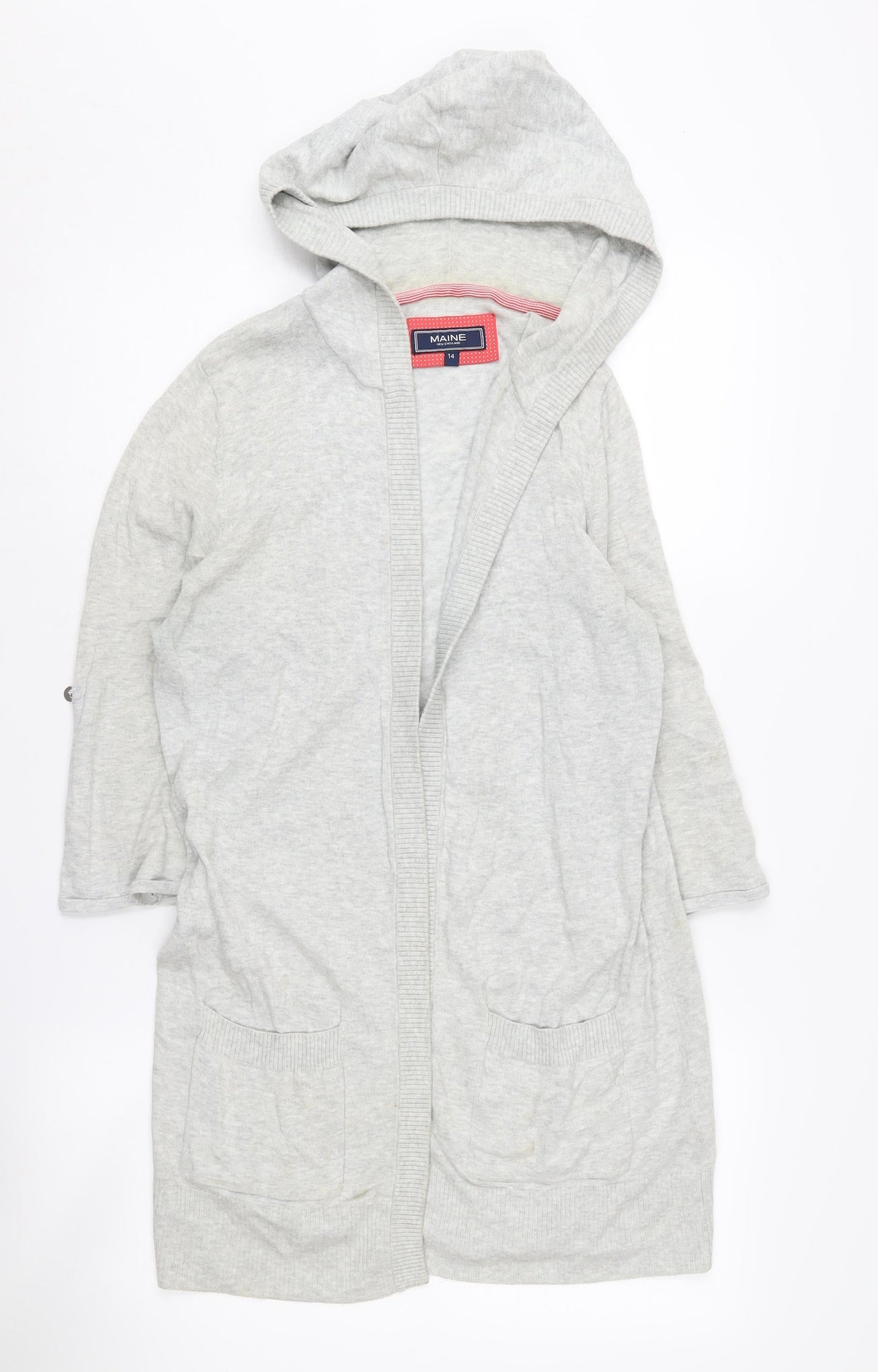 Womens UK Size 14 Maine New England Grey Cardigan Jumper