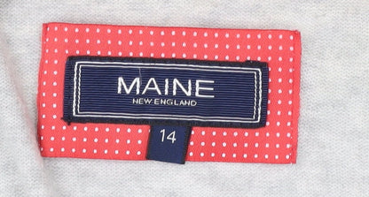 Womens UK Size 14 Maine New England Grey Cardigan Jumper