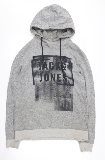 Mens UK Size L JACK & JONES Grey Pullover Hoodie