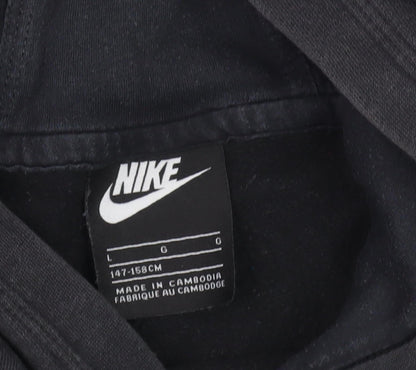 Nike Boys Black Hoodie Large Pullover Fleece Casual